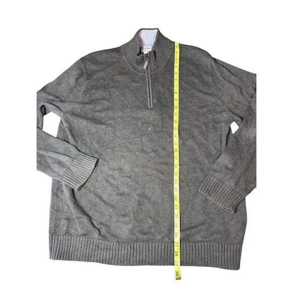 Mens Vtg LL Bean Green Pullover Henley Fisherman 1/4 Zip Sweater USA Large Tall - Picture 3 of 5